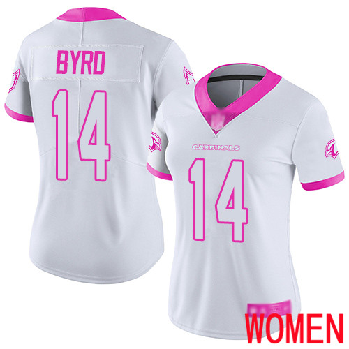 Arizona Cardinals Limited White Pink Women Damiere Byrd Jersey NFL Football #14 Rush Fashion